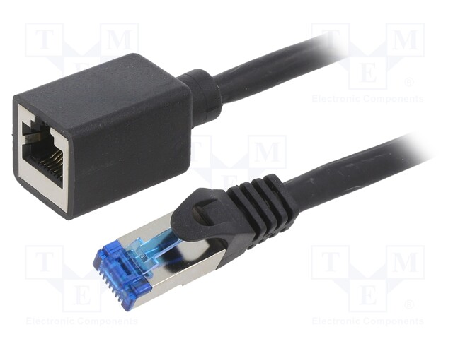 Extender RJ45; S/FTP; 6a; Cu; LSZH; black; 3m; 26AWG