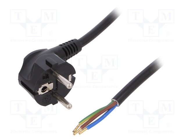 Cable; SCHUKO plug,CEE 7/7 (E/F) plug angled,wires; 1.8m; black