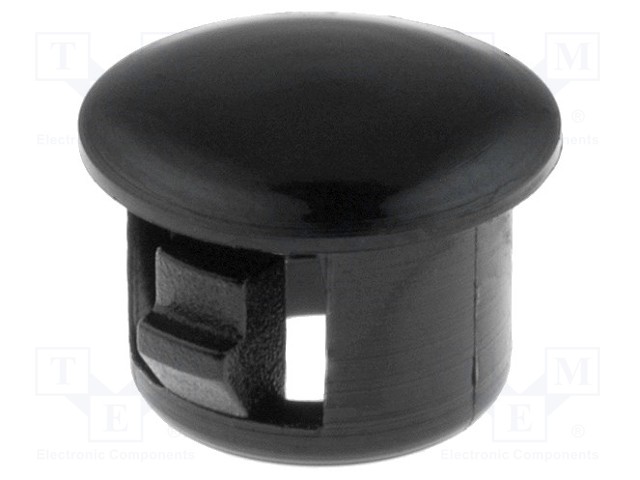 Stopper; polyamide; Wall thick: 1.6mm; Øhole: 6.4mm; H: 5.6mm; black