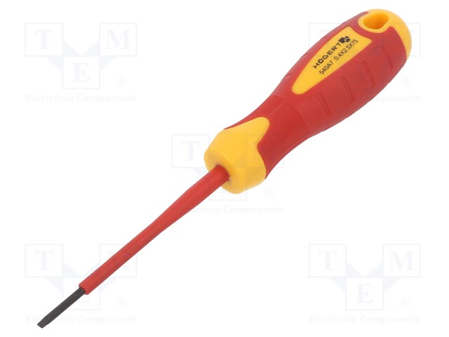 Screwdriver; insulated; slot; SL 2,5mm; 75mm; 1kVAC; tool steel