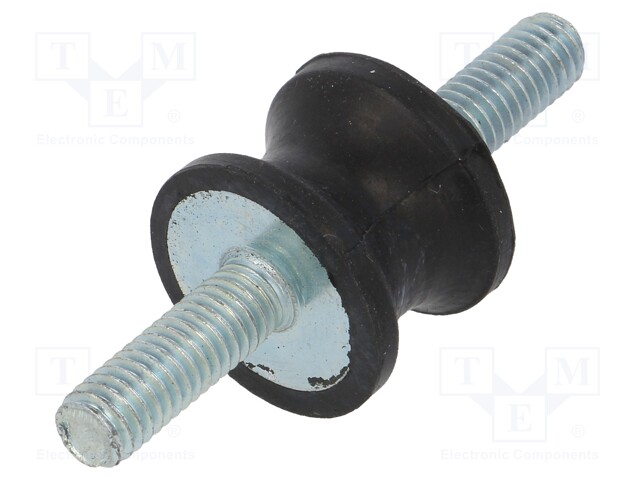 Vibration damper; M6; Ø: 20mm; rubber; L: 15mm; Thread len: 18mm