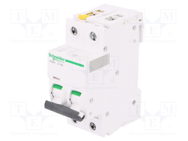 Circuit breaker; 400VAC; Inom: 16A; Poles: 2; DIN; Charact: D; 6kA