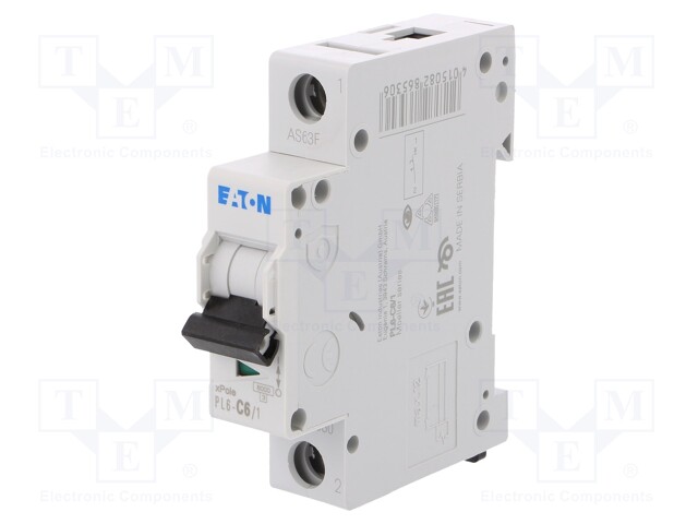 Circuit breaker; 230/400VAC; Inom: 6A; Poles: 1; DIN; Charact: C; 6kA