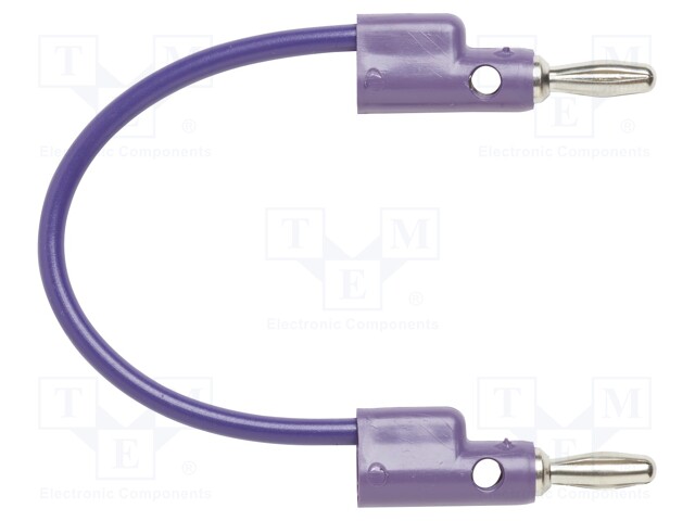 Plug; 4mm banana; 15A; 5kV; violet; Max.wire diam: 3mm; 10pcs.