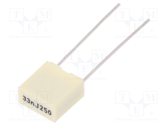 Capacitor: polyester; 33nF; 160VAC; 250VDC; Pitch: 5mm; ±5%