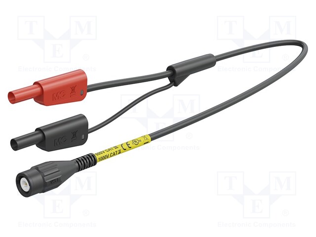 Test lead; BNC plug,banana plug 4mm x2; Len: 1m; red and black