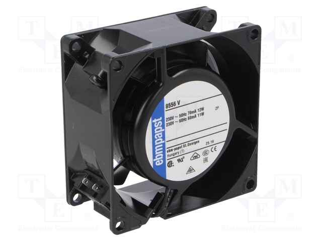 Fan: AC; axial; 230VAC; 80x80x38mm; 60m3/h; 35dBA; ball bearing