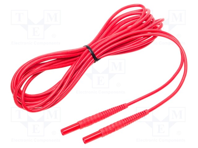 Test lead; banana plug-banana plug; insulated; Urated: 1kV; red