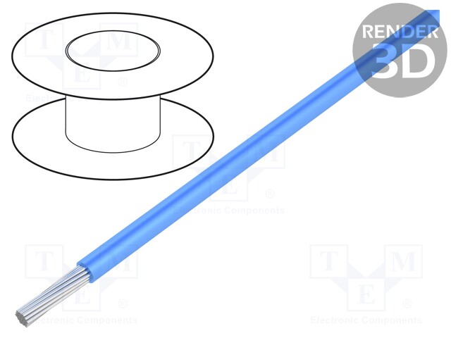 Wire; UL1015,UL1230; stranded; Cu; 12AWG; blue; PVC; 600V; 305m