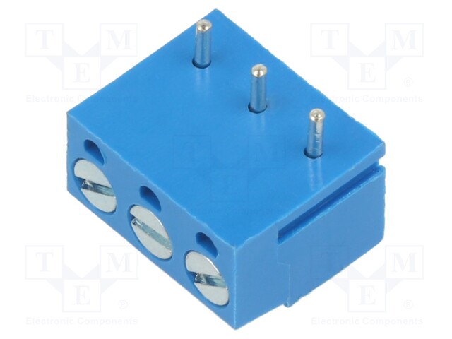 PCB terminal block; straight; 5mm; ways: 3; on PCBs; terminal; blue