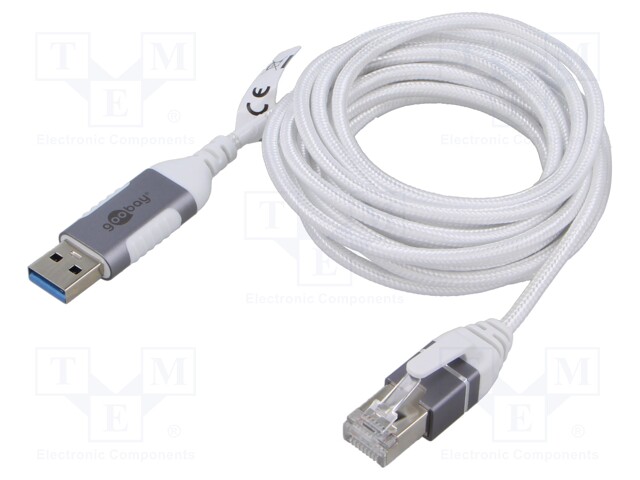 Cable; slim,USB 3.0; RJ45 plug,USB A plug; nickel plated; 3m