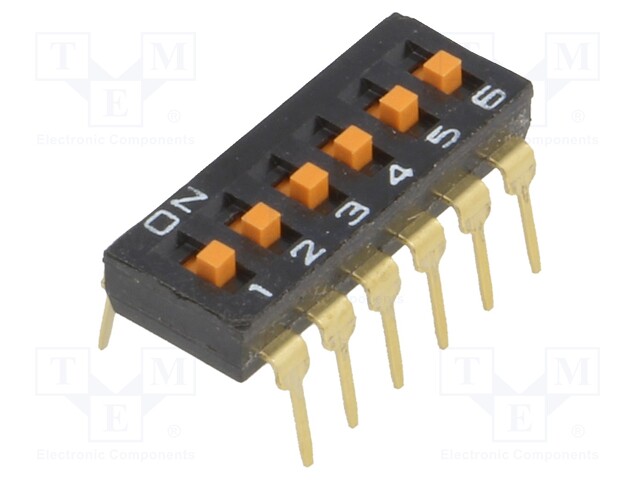 Switch: DIP-SWITCH; Poles number: 6; ON-OFF; 0.025A/24VDC; Pos: 2