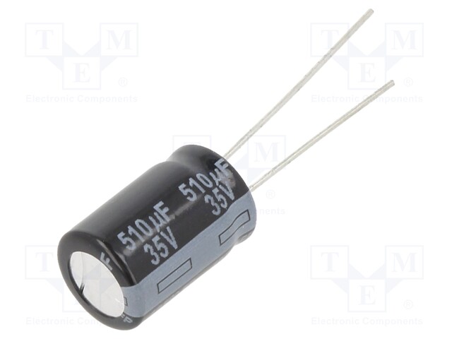 Capacitor: electrolytic; THT; 510uF; 35VDC; Ø10x16mm; Pitch: 5mm