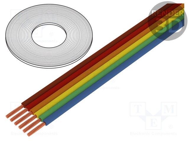 Wire: ribbon; stranded; Cu; 8x0,35mm2; unshielded; PVC; 150V; 50m