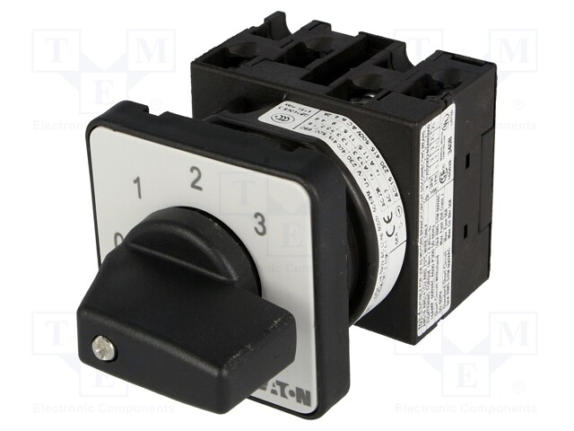 Switch: step cam switch; Stabl.pos: 4; 20A; 0-1-2-3; Poles: 1; 6.5kW