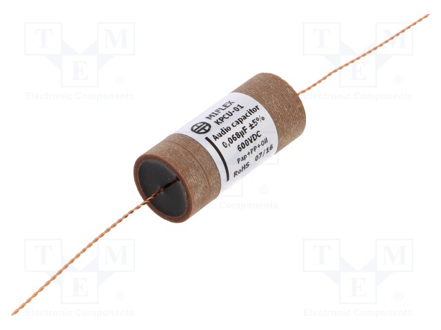 Capacitor: copper-polypropylene-paper; 0.068uF; 600VDC; ±5%