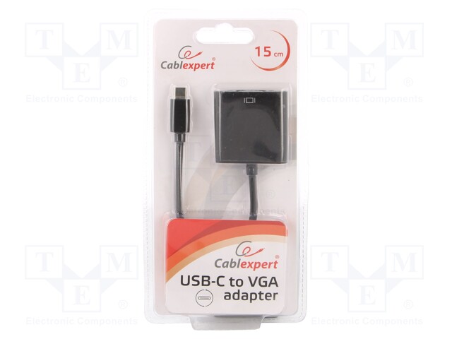 Adapter; USB 3.1; D-Sub 15pin HD socket,USB C plug; 0.15m