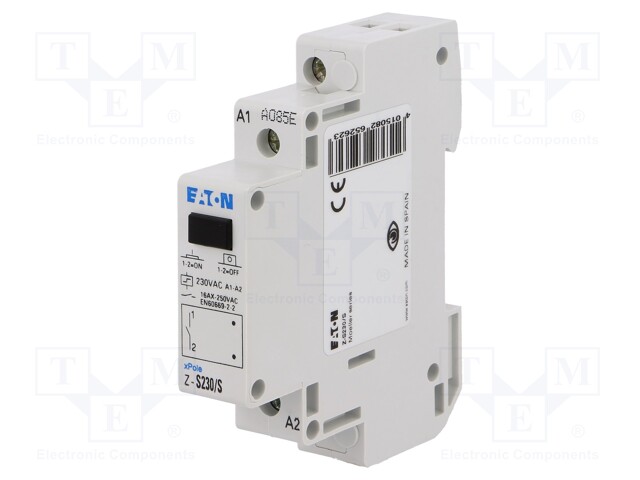 Relay: installation; bistable; NO; Ucoil: 230VAC; 17.5x90x60mm