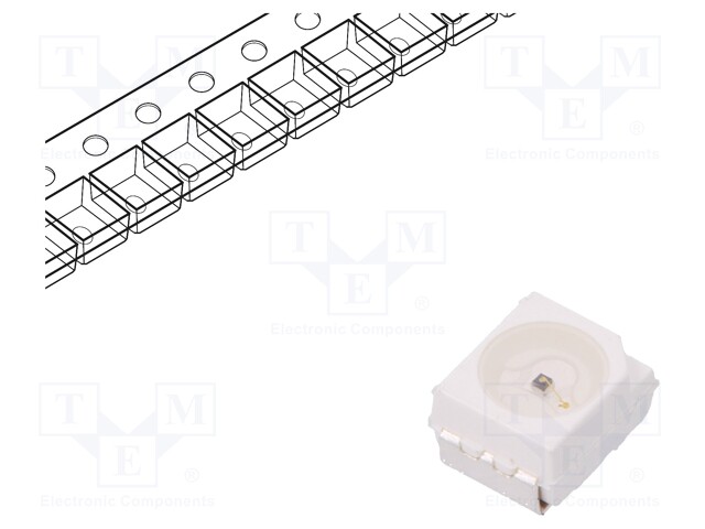 LED; SMD; 3528,PLCC2; red; 28.5÷50mcd; 3.5x2.8x1.9mm; 120°; 20mA