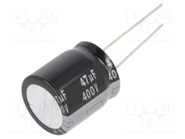 Electrolytic Capacitor, 47 µF, 400 V, ED Series, ± 20%, Radial Leaded, 10000 hours @ 105°C