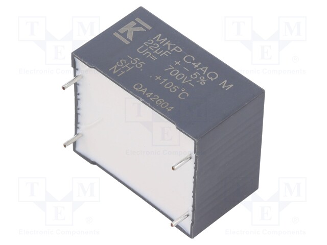 Capacitor: polypropylene; DC-Link; 22uF; ESR: 4.8mΩ; THT; ±5%; 15.5A