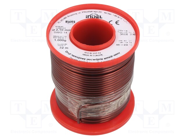 Coil wire; double coated enamelled; 2.1mm; 1kg; -65÷200°C