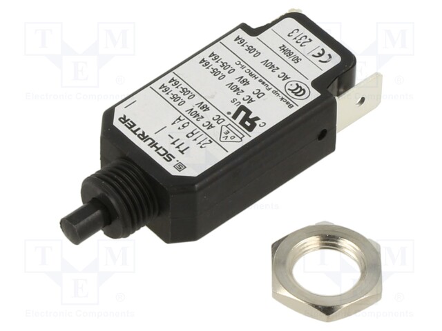 Circuit breaker; Urated: 240VAC; 48VDC; 6A; SPST; Poles: 1; screw