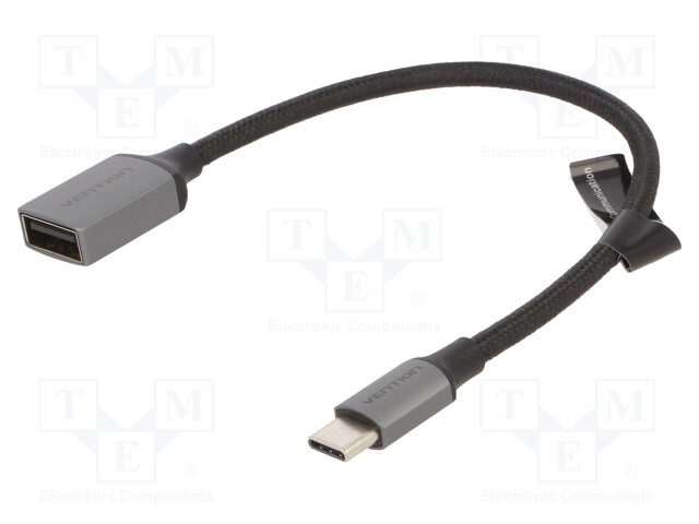 Cable; USB 2.0; USB A socket,USB C plug; nickel plated; 0.15m