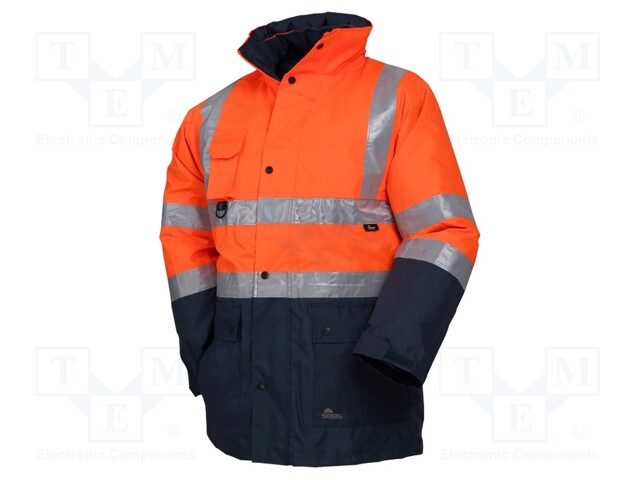 Work jacket; Size: XXL; orange-navy blue; warning,all-season