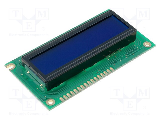 Display: LCD; alphanumeric; STN Negative; 16x2; blue; 84x44x13.5mm