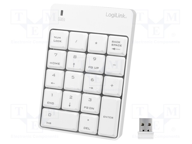 Keyboard; white; USB; wireless; 10m