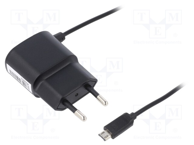 Power supply: switched-mode; 5VDC; 1A; Out: micro USB; 5W; Plug: EU