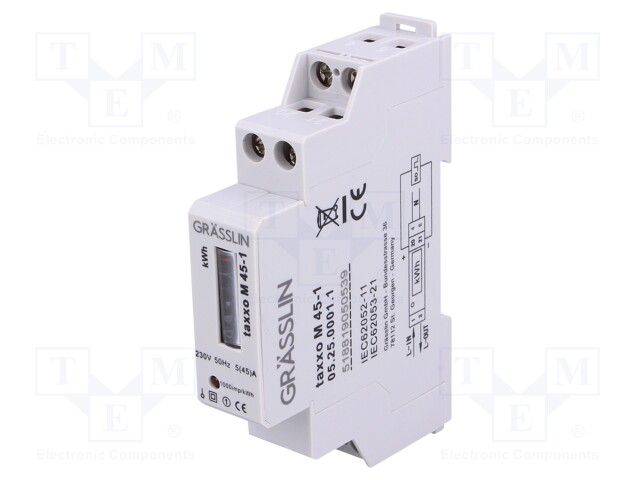 Controller; IP51; DIN; Ioper.max: 45A; -20÷65°C; Range: 99999,9kWh