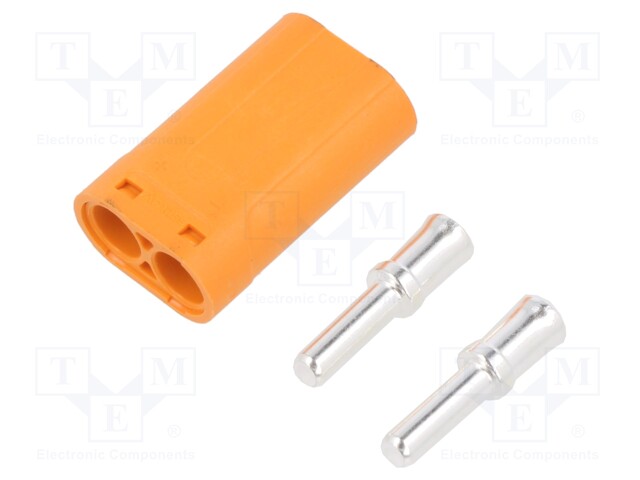 Plug; DC supply; LC; male; PIN: 2; for cable; soldering; orange; 30A