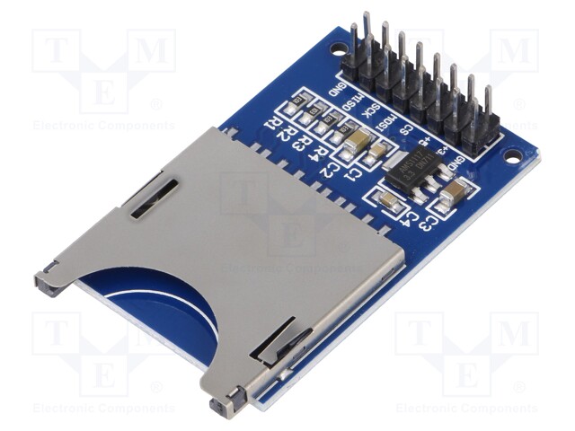 Module: adapter; SD,pin strips; for SD card; Interface: SPI