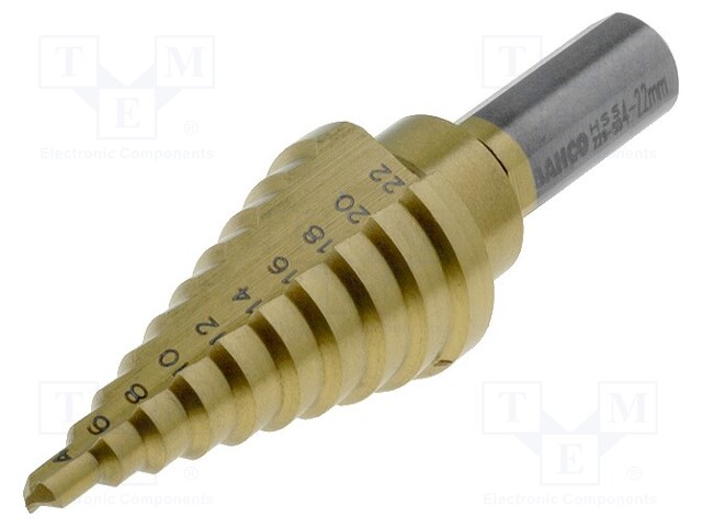 Drill bit; for thin tinware; Ø: 4÷22mm; 3/8" (10mm); Steps: 10