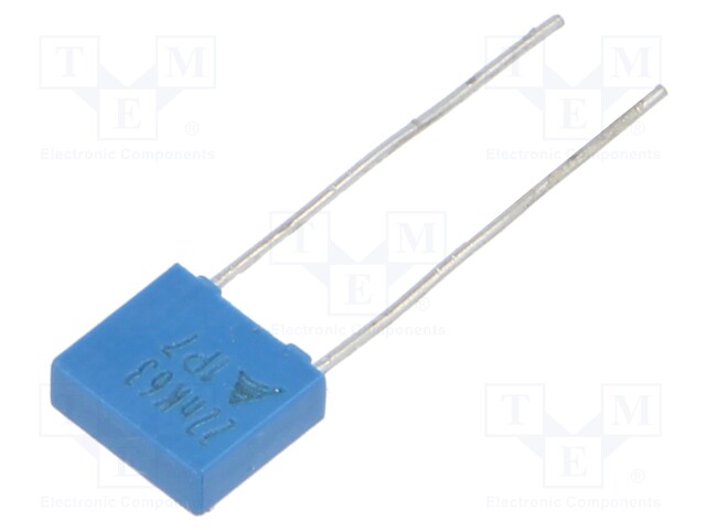 Capacitor: polyester; 0.022uF; 40VAC; 63VDC; Pitch: 5mm; ±10%