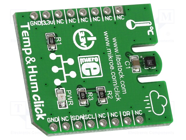 Click board; humidity/temperature sensor; I2C; HTS221; 3.3VDC