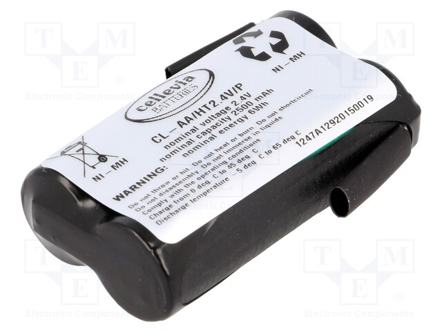 Re-battery: Ni-MH; AA; 2.4V; 2500mAh; Leads: soldering lugs