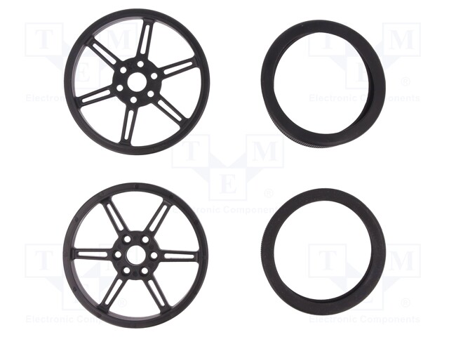 Wheel; black; Shaft: smooth,D spring; Pcs: 2; push-in; Ø: 80mm