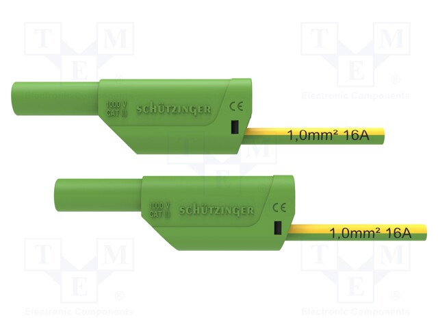 Test lead; 16A; banana plug 4mm,both sides; Urated: 1kV; green