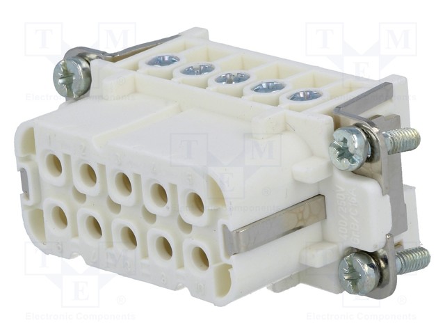 Connector: HDC; contact insert; female; C146; PIN: 10; 10+PE; 16A