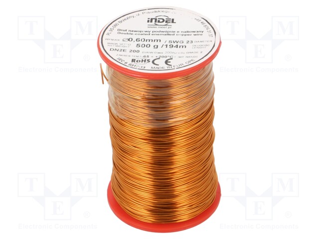 Coil wire; double coated enamelled; 0.6mm; 500g; -65÷200°C