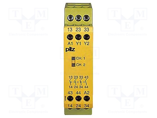 Module: safety relay; Series: PZE X4; OUT: 2; Mounting: DIN; 24VDC