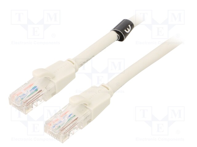 Patch cord; UTP; 6; CCA; PVC; grey; 5m; RJ45 plug,both sides; 26AWG