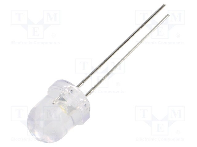 LED; 8mm; white warm; 750mcd; 50°; Front: convex; Pitch: 2.54mm