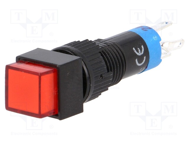 Switch: push-button; Pos: 2; SPDT; 0.5A/250VAC; 1A/24VDC; red; red