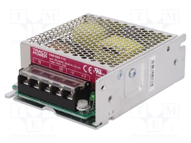 Power supply: switched-mode; modular; 50W; 12VDC; 99x82x35mm; 4.2A