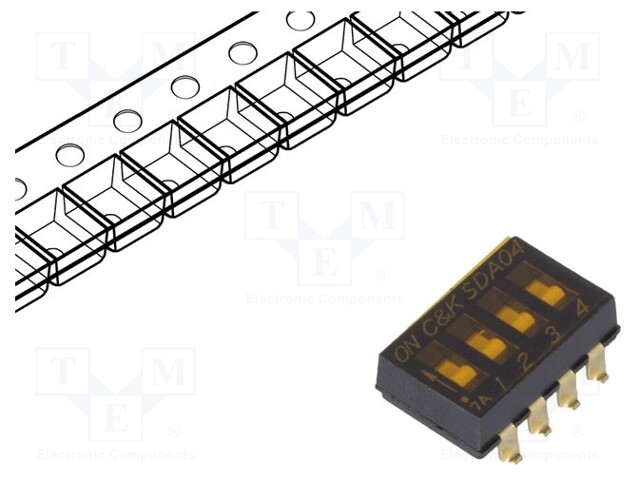 Switch: DIP-SWITCH; Poles number: 4; OFF-ON; 0.025A/24VDC; Pos: 2