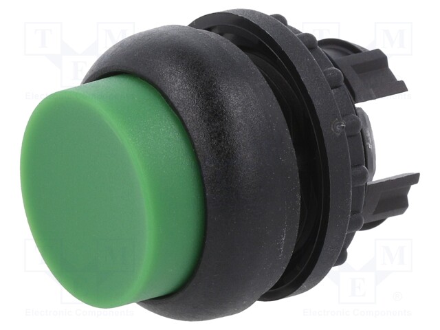 Switch: push-button; Stabl.pos: 1; 22mm; green; Illumin: none; IP67